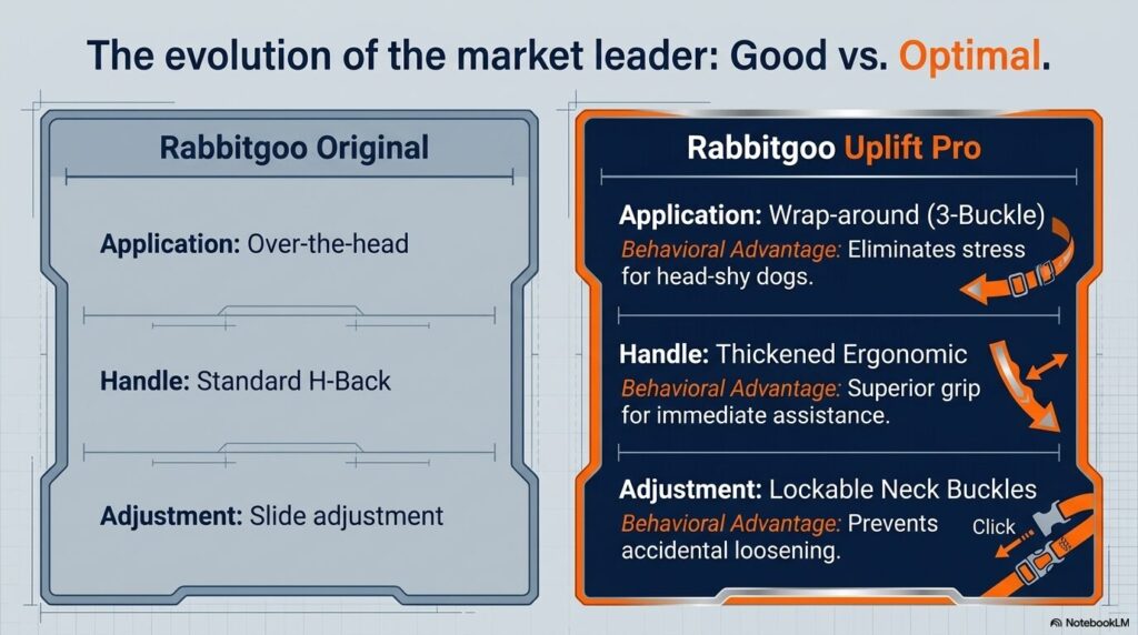 Comparing the new 3 buckle rabbitgoo harness