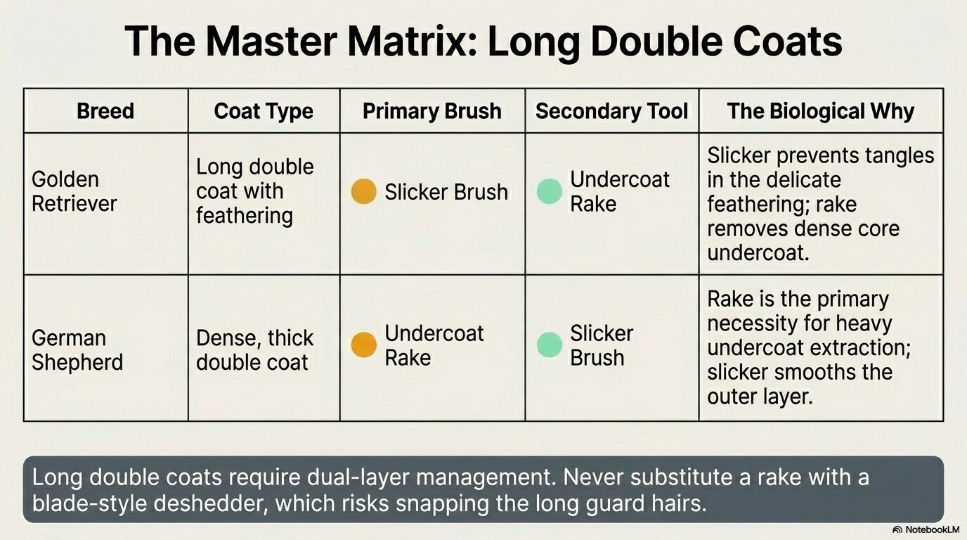 Long double coat dog hair type