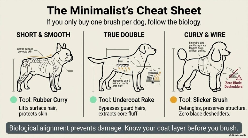 Right dog brush for the dog's hair type