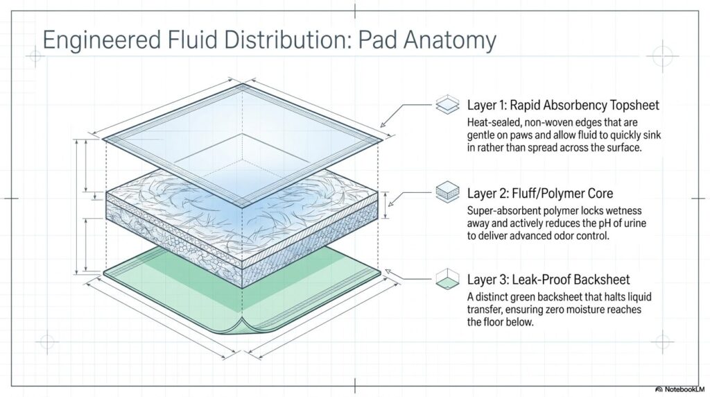 Layers of a dog training pad